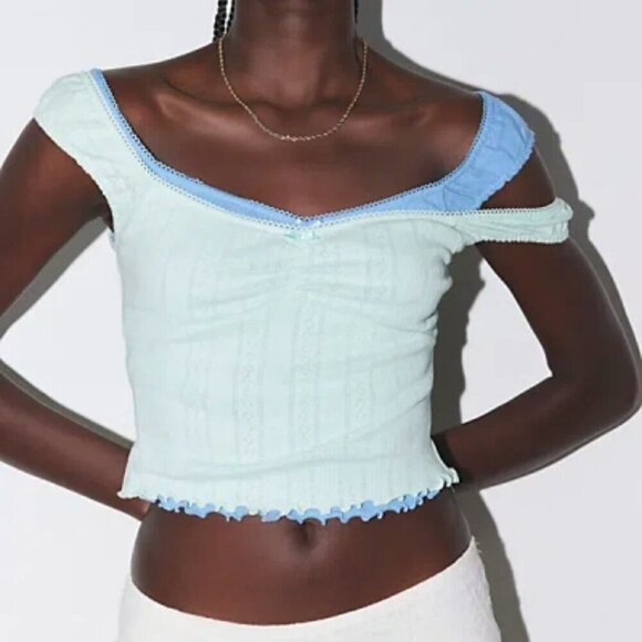 NWT UO Out From Under Ruched Green Sweetheart Tank Top - Picture 3 of 5